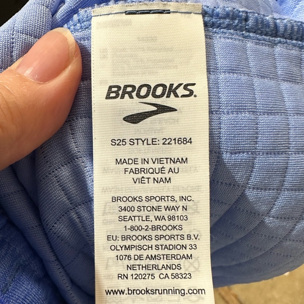 Brooks Notch Thermal Hoodie Blue Grid Fleece Running Jacket Women's Large - Picture 6 of 6